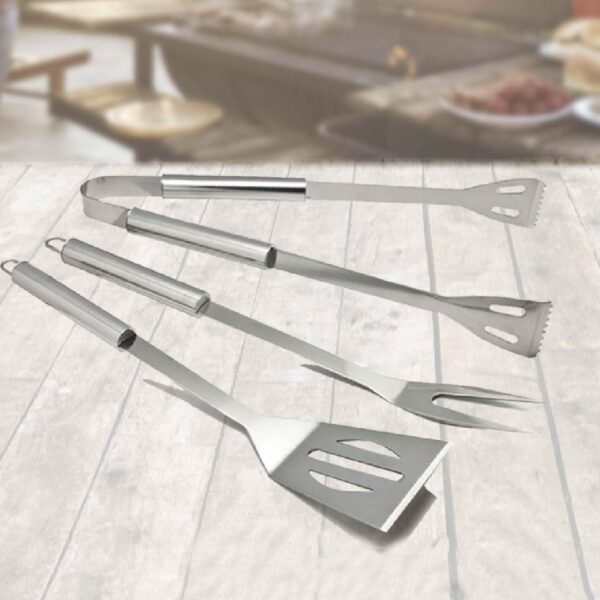3 PC STAINLESS STEEL BBQ TOOL SET