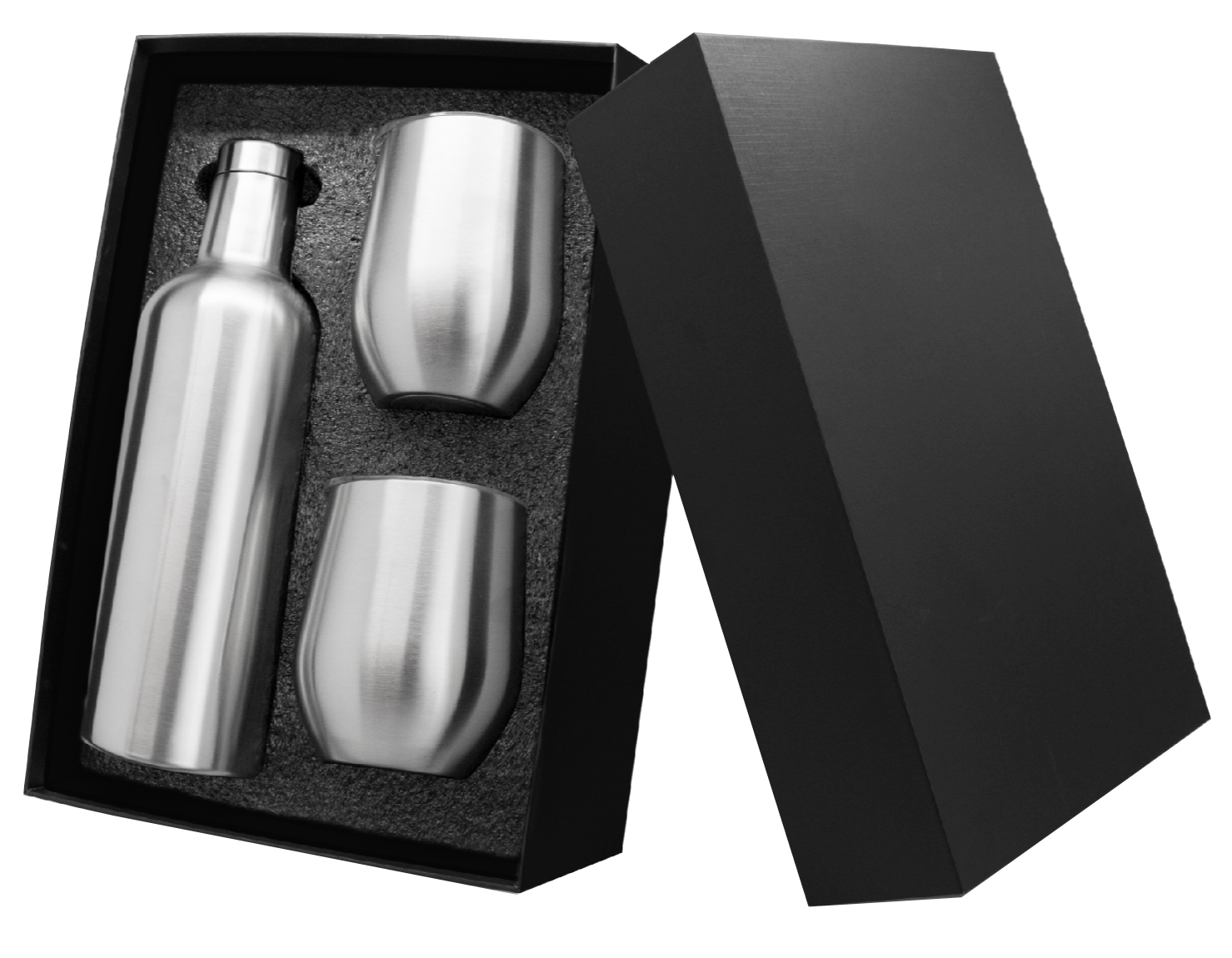 3 PC STAINLESS WINE BOTTLE & TUMBLER SET - Image 5