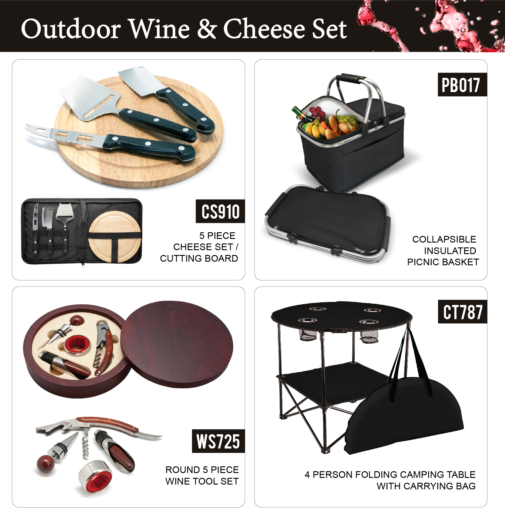 OUTDOOR WINE & CHEESE SET