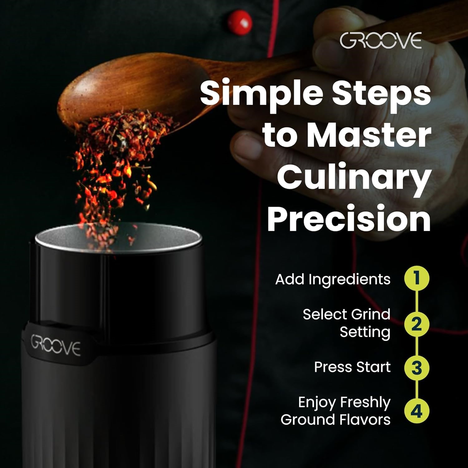 Electric Grinder, 30,000 RPM High Capacity Herb Grinder, Adjustable, Coarse, Stainless Steel, One Button Start, for Herbs, Spices, Coffee and More - Image 6